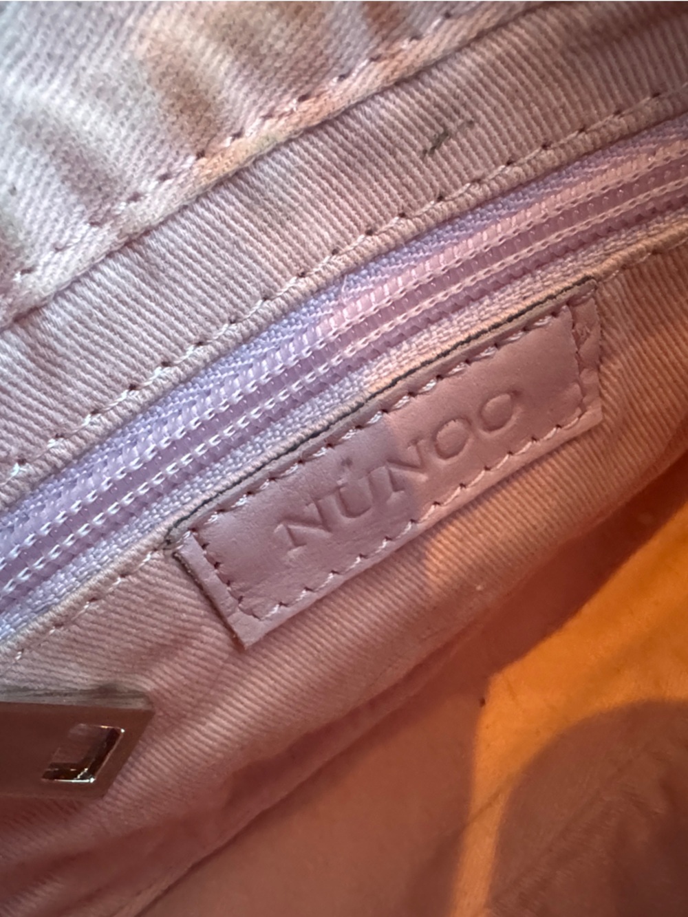 Núnoo Pluto Rivet Silky Pink Leather Crescent Studded Shoulder Bag Y2K - Picture 9 of 13